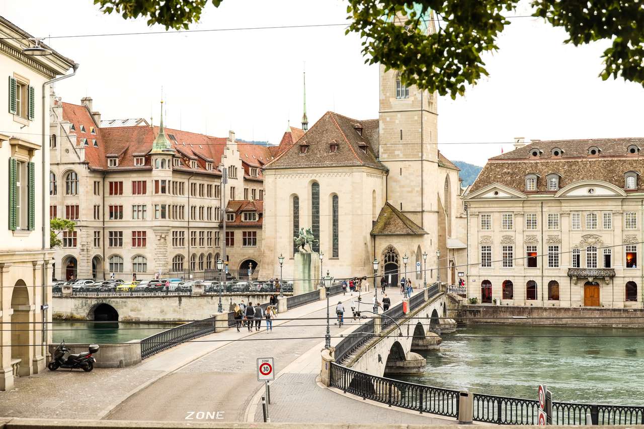 Wasserkirche, Limmatquai, Zurique quebra-cabeças online