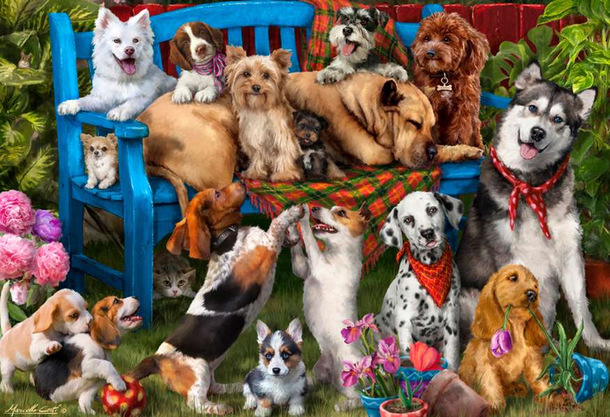Hondjes in de achtertuin #167 legpuzzel online