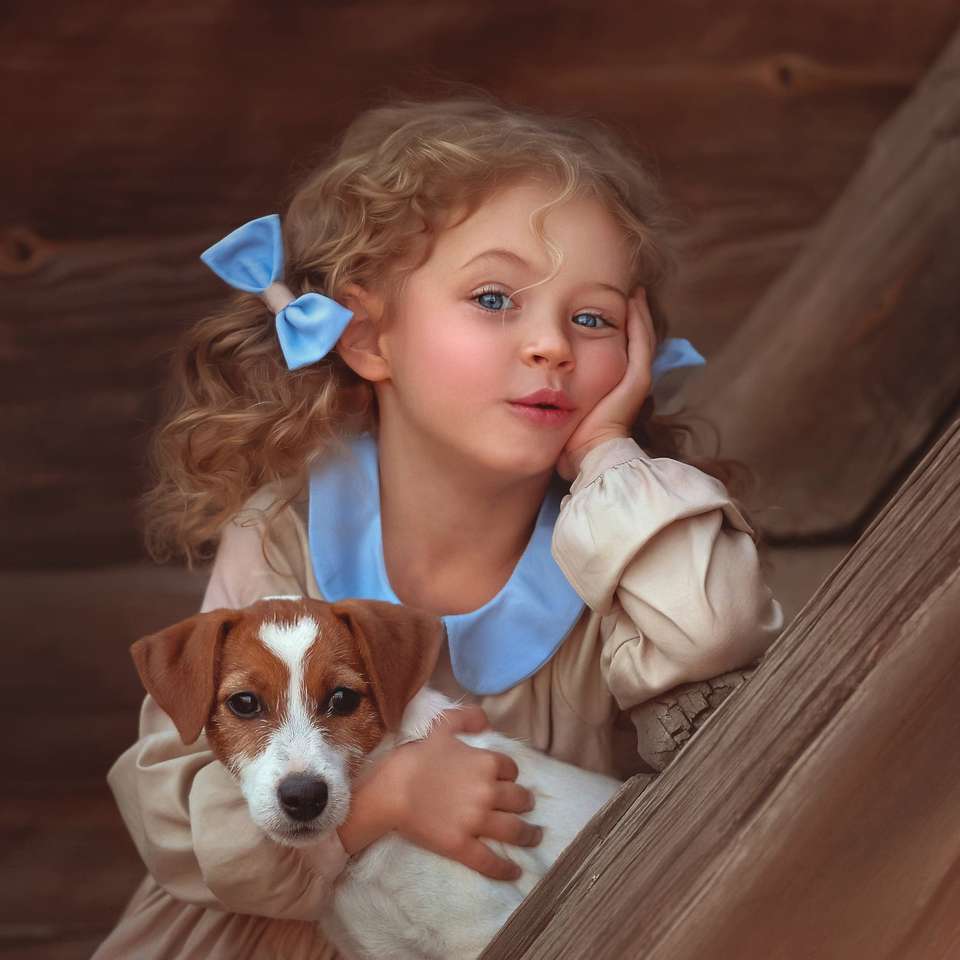 petite fille avec un chien puzzle en ligne