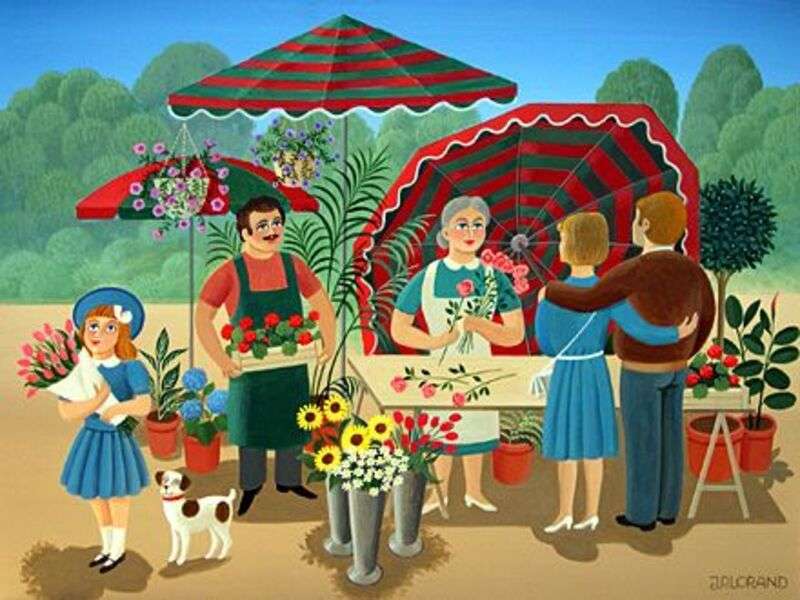 Selling flowers in the park jigsaw puzzle online