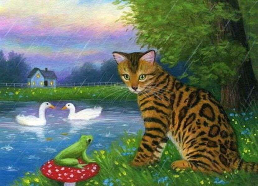 Котенок в озере #179 онлайн-пазл