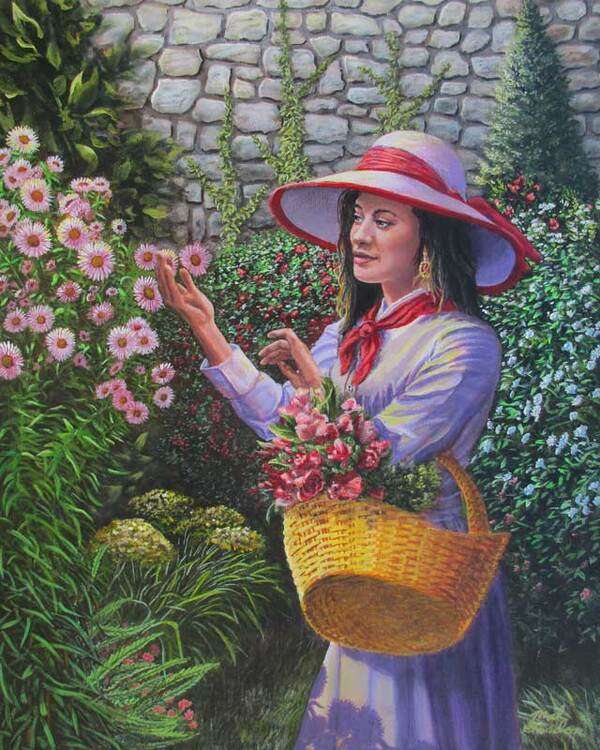 doamnă culegând flori puzzle online