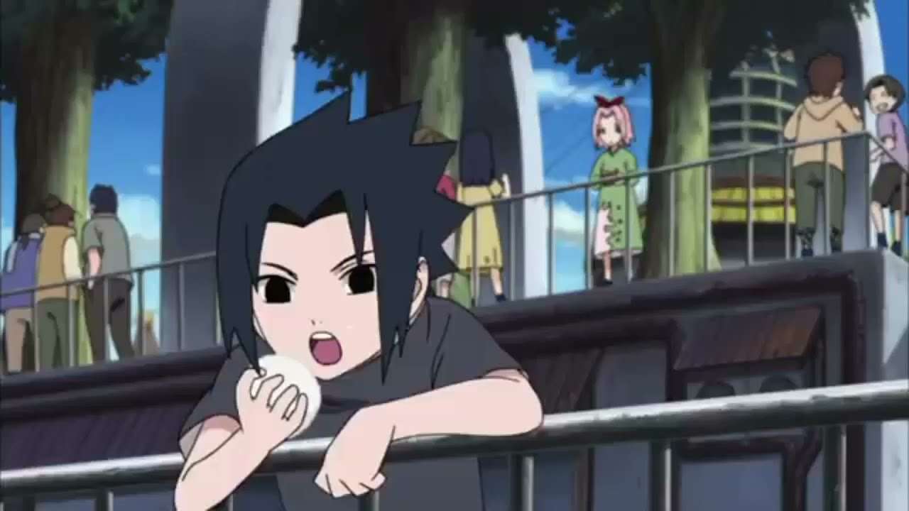 Sasuke comendo uma bola de arroz puzzle online