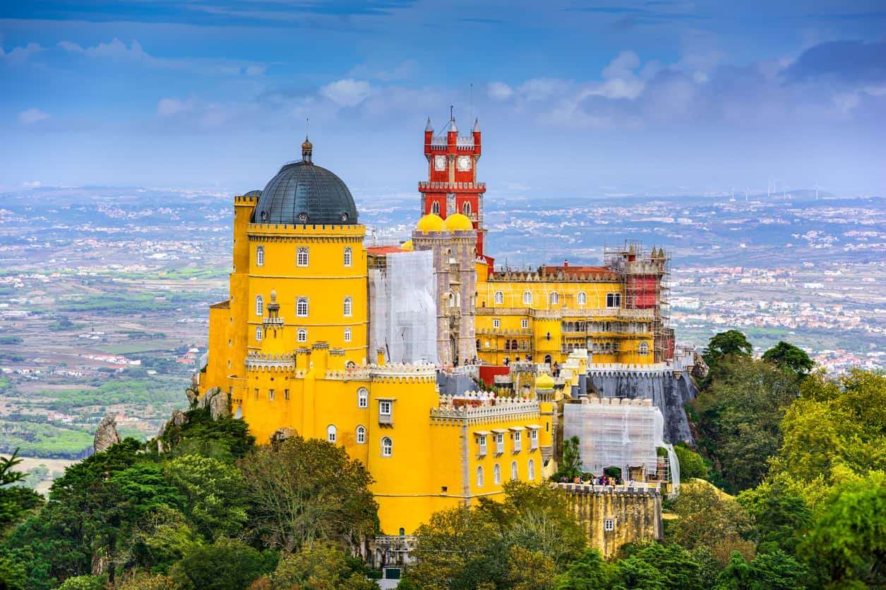 Panorama der Stadt und des Nationalpalastes in Sintra Online-Puzzle