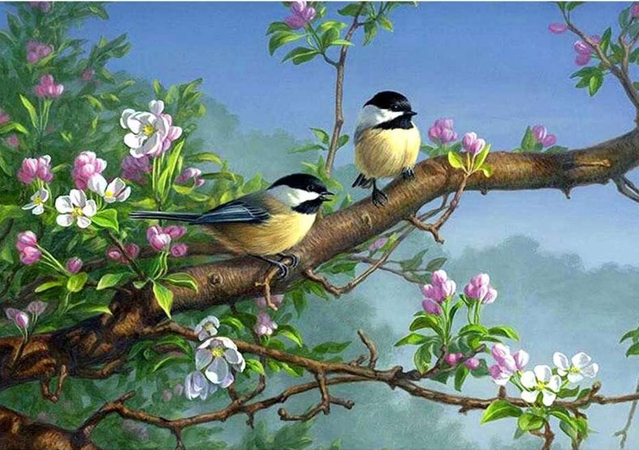 mooie vogeltjes op een tak legpuzzel online