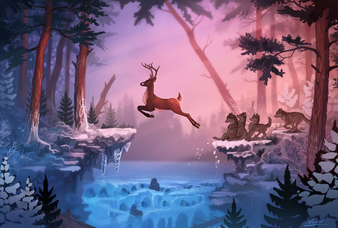 Bambi von Wölfen gejagt Puzzlespiel online
