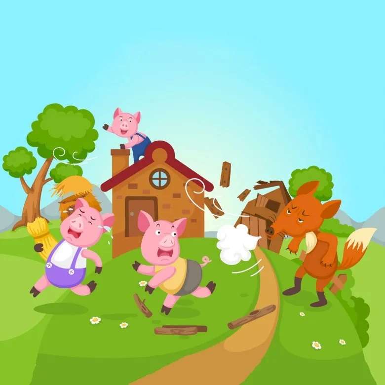 3 kleine Schweinchen Online-Puzzle