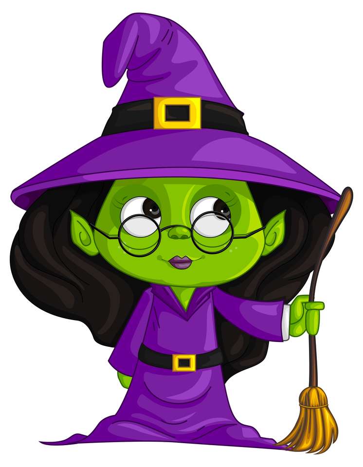 зеленая ведьма с фиолетовым пазл онлайн
