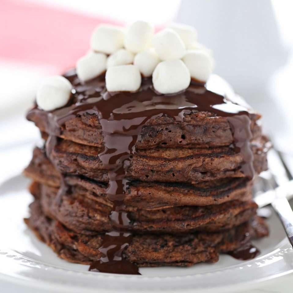 Pfannkuchen mit heißer Schokolade Online-Puzzle