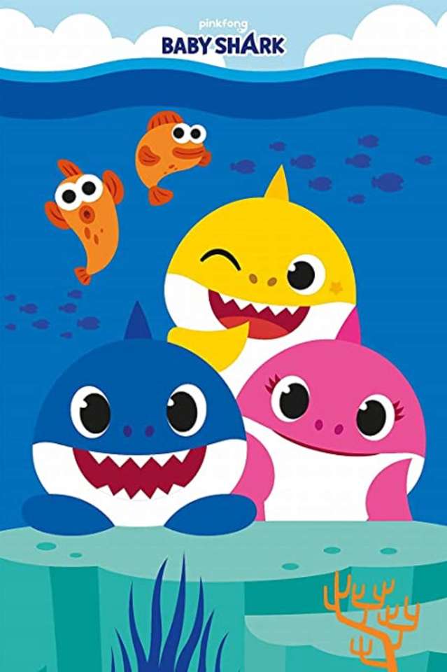 Маленькая акула и семья! ❤️❤️❤️❤️ пазл онлайн