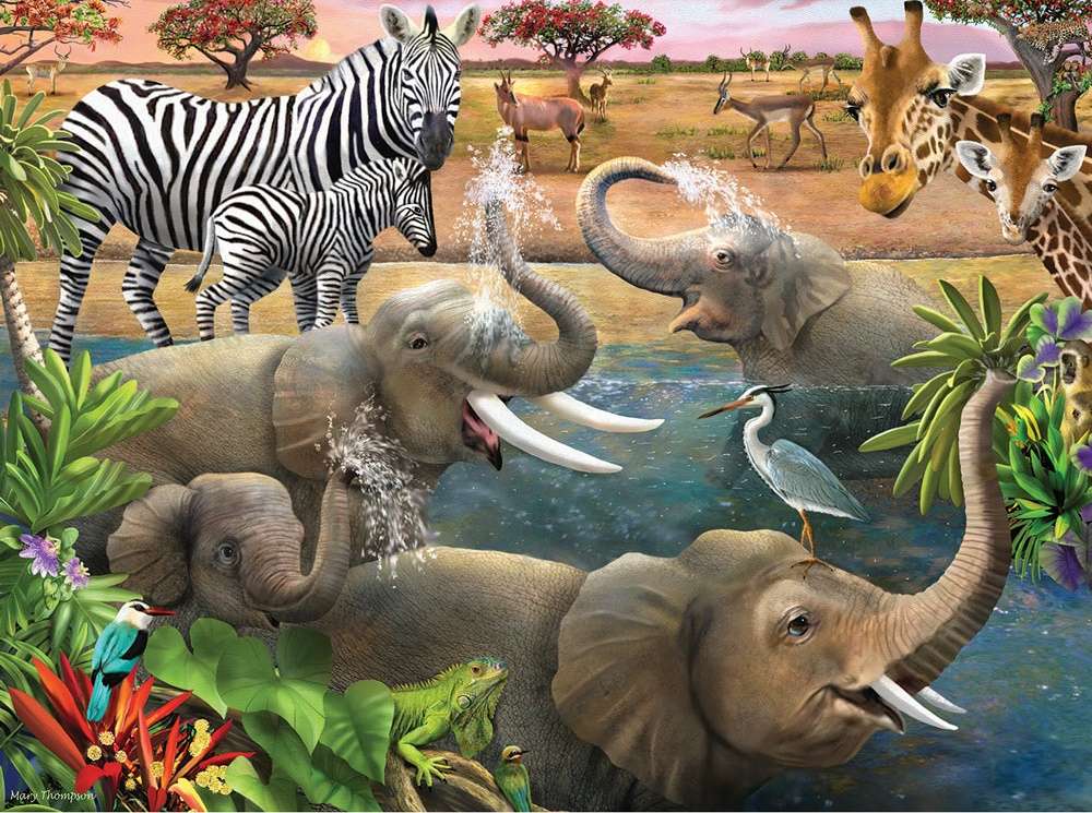 elefántok fürdenek kirakós online