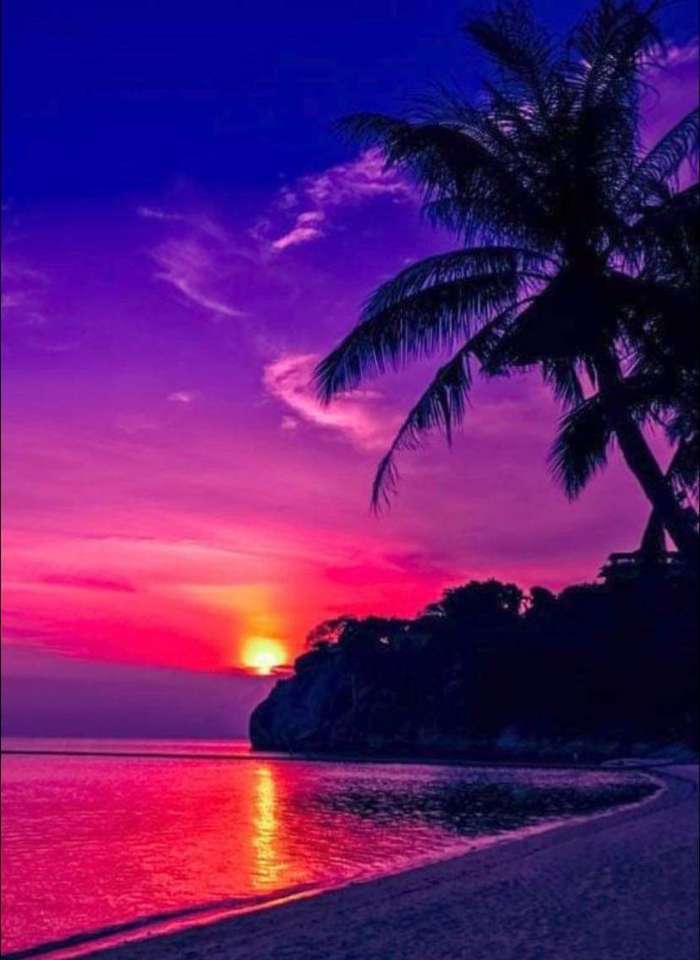 puesta de sol en la playa rompecabezas en línea