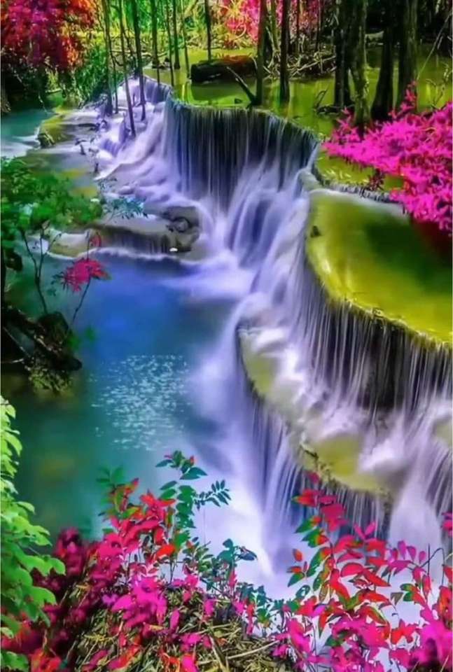 natursköna vattenfall Pussel online