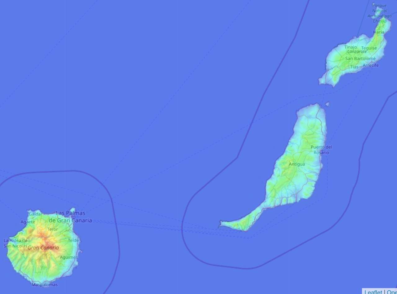 Topografická mapa Las Palmas online puzzle