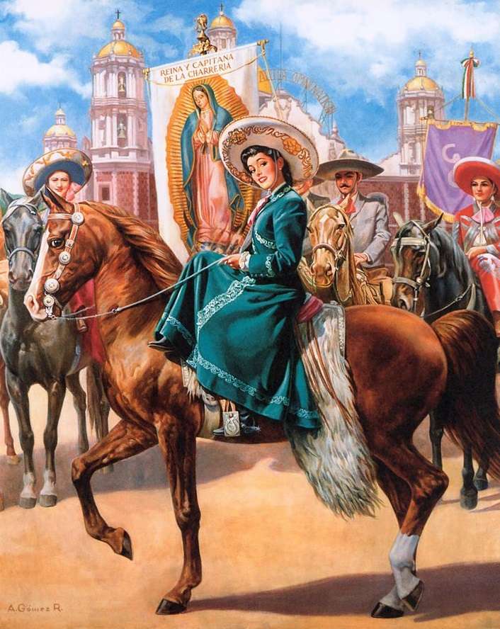 mujer mexicana a caballo rompecabezas en línea
