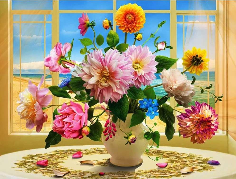 ваза з квітами пазл онлайн