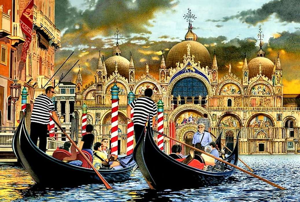 Gôndolas em Veneza quebra-cabeças online