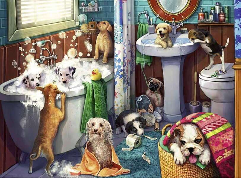 Собаки грають у ванні №179 пазл