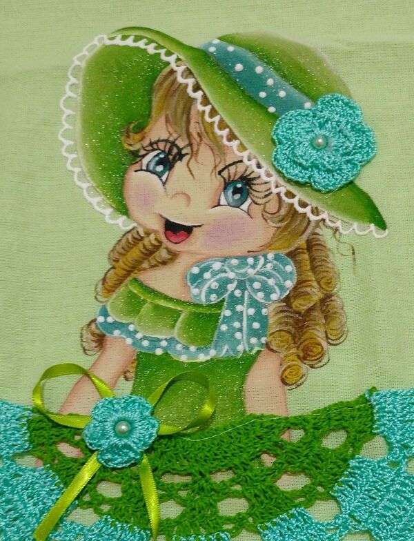 Girl Diva green hat jigsaw puzzle online