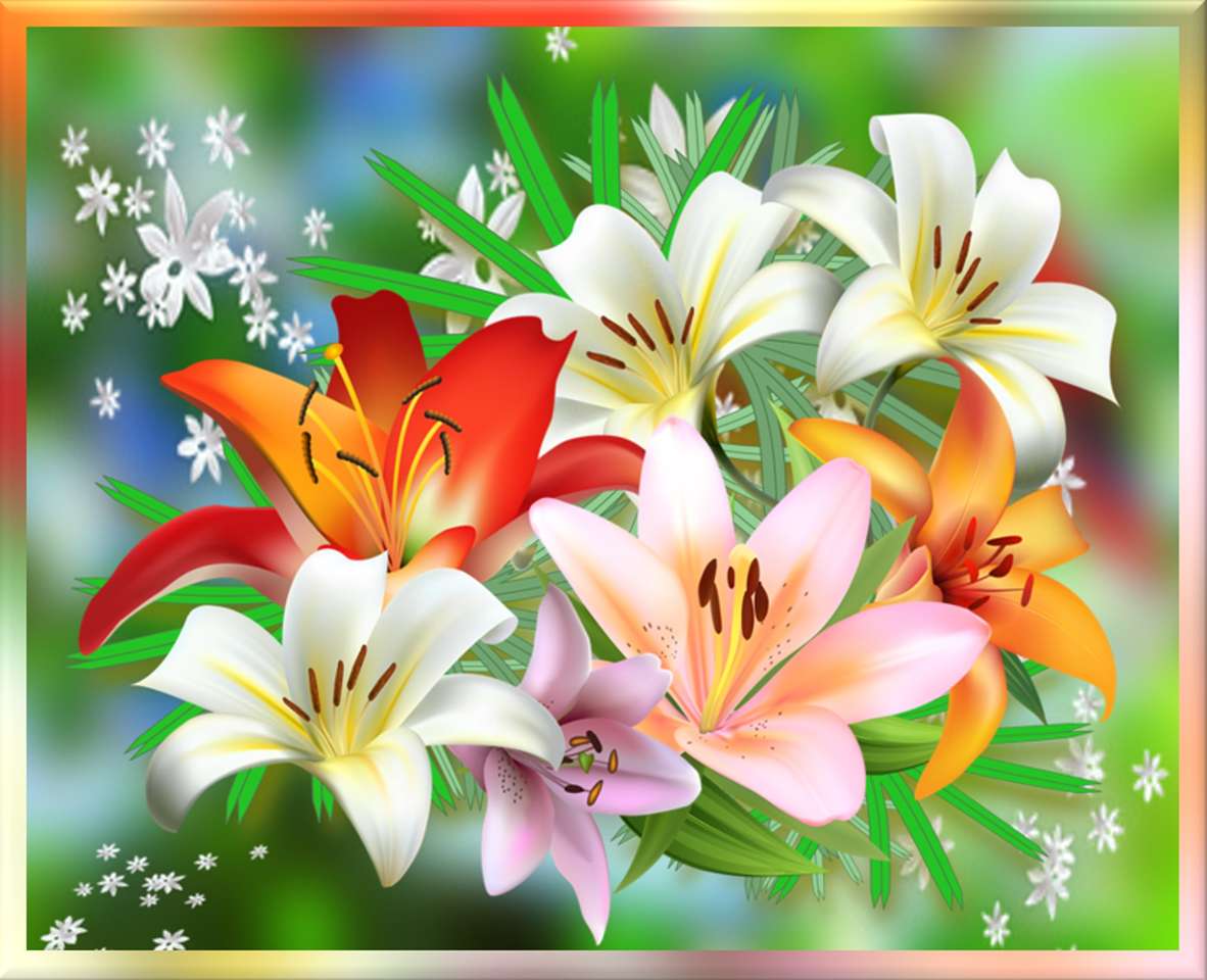 Цветни лилии онлайн пъзел