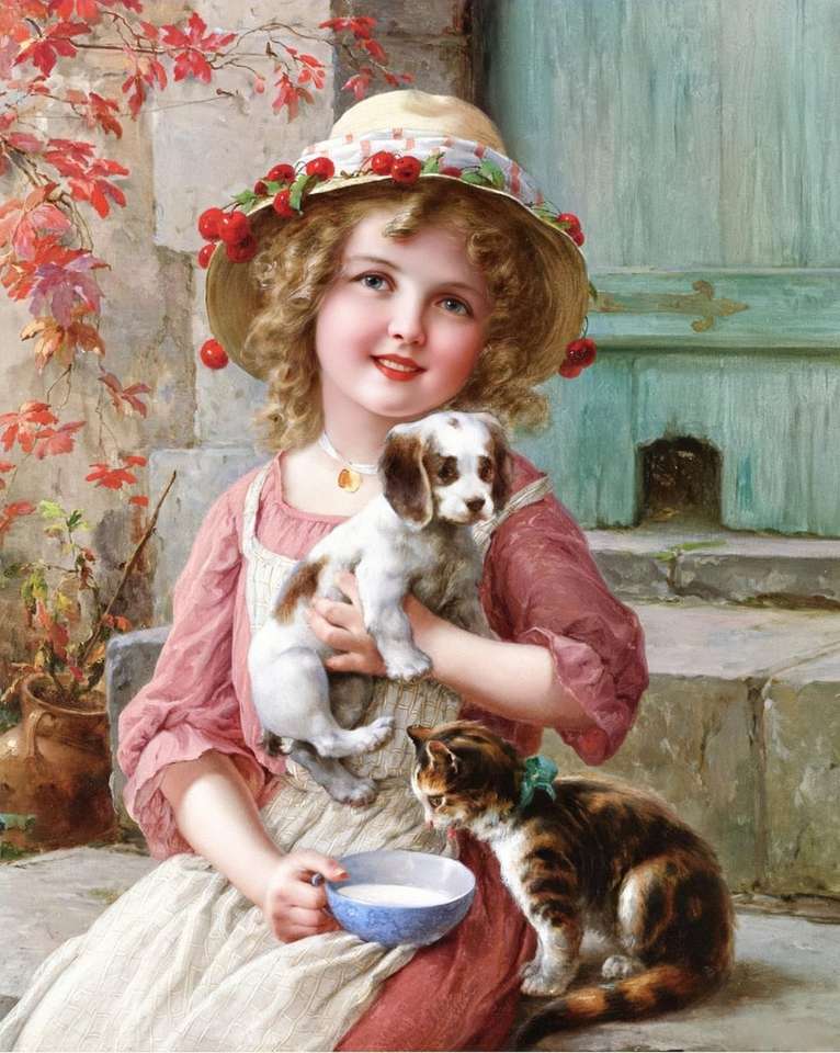 girl with her pets jigsaw puzzle online