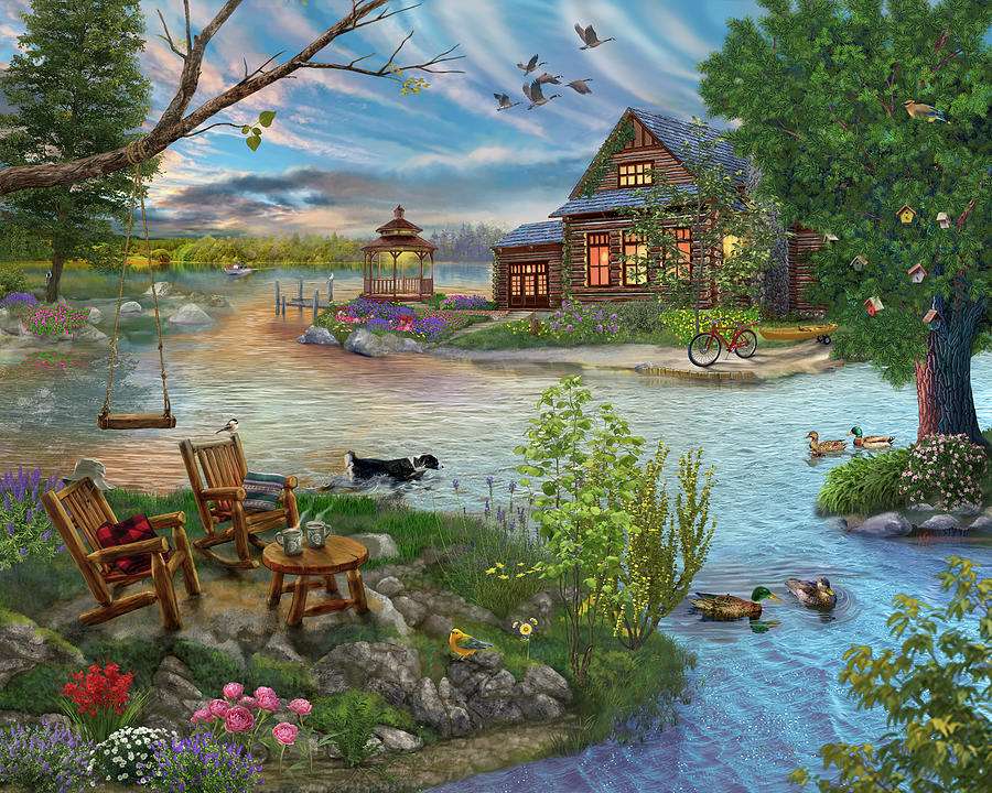 Vie idyllique au bord de la rivière puzzle en ligne