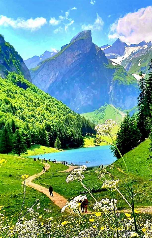 Alpin sjö i Schweiz Pussel online