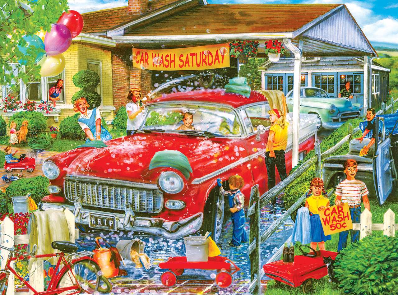 Car Wash Saturday jigsaw puzzle online