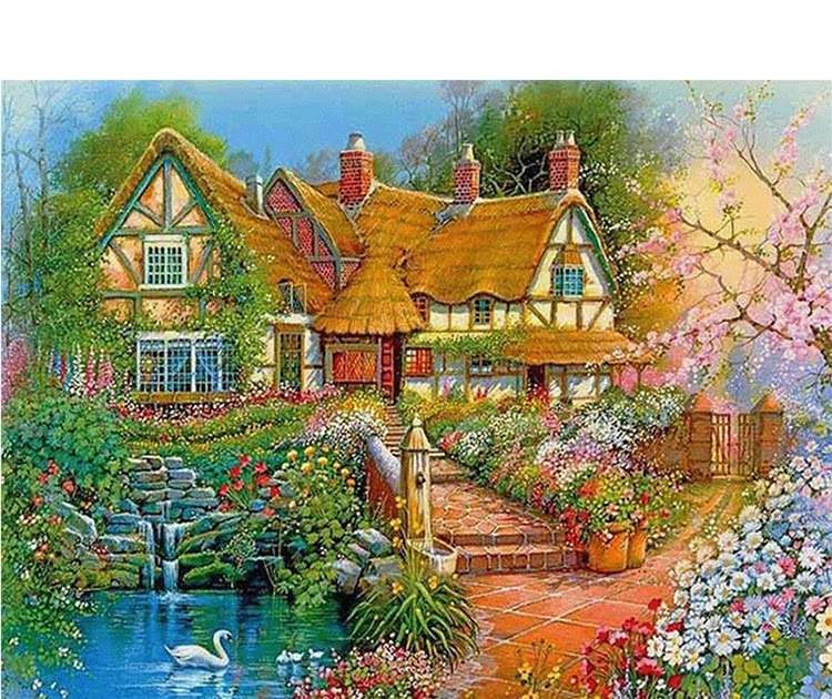 House in the countryside by the pond online puzzle