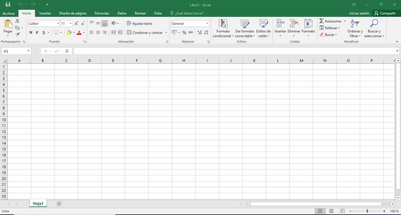 Ventana de Excel 2016 rompecabezas en línea