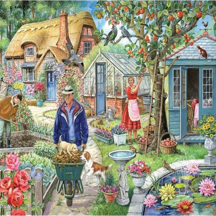 Le jardin de la maison en fleurs puzzle en ligne