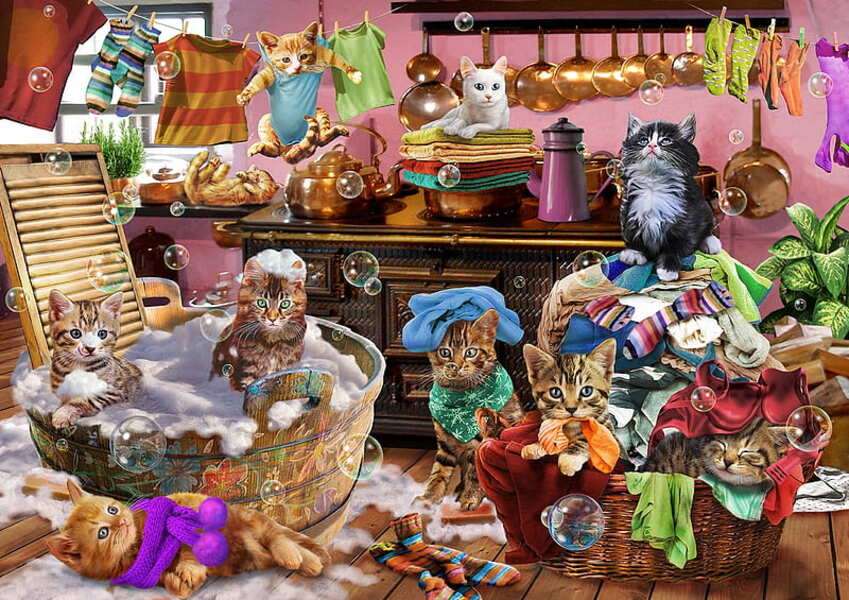 Gattini nelle faccende domestiche #194 puzzle online