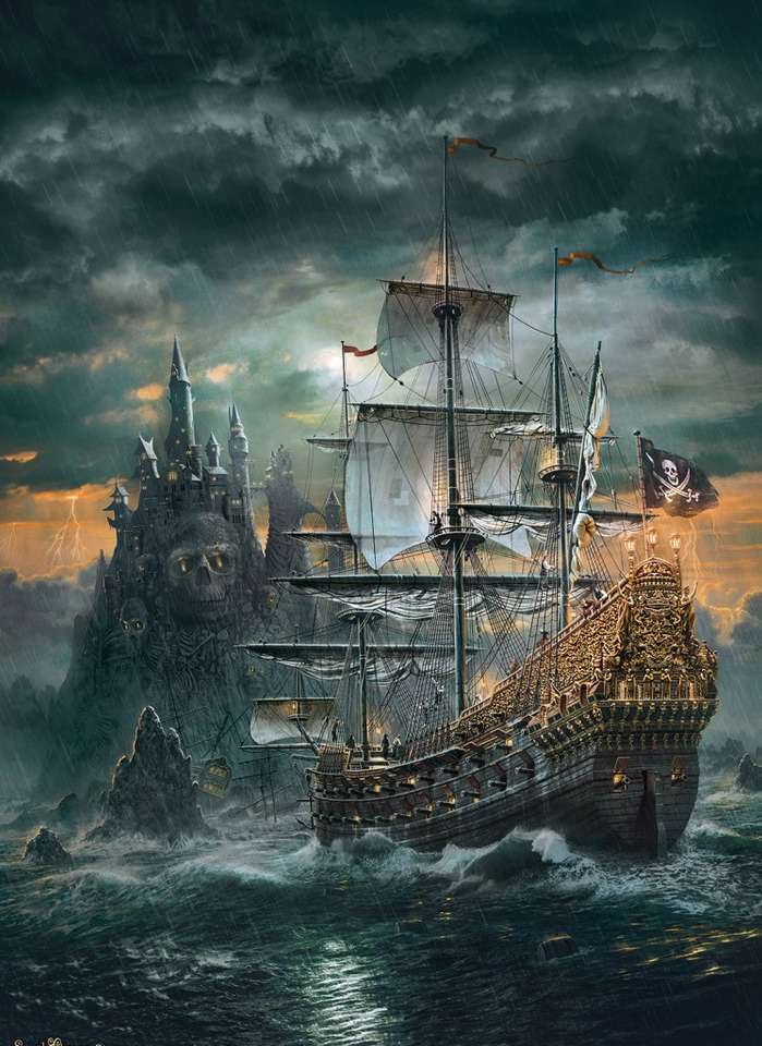 piratas en el mar tormentoso rompecabezas en línea