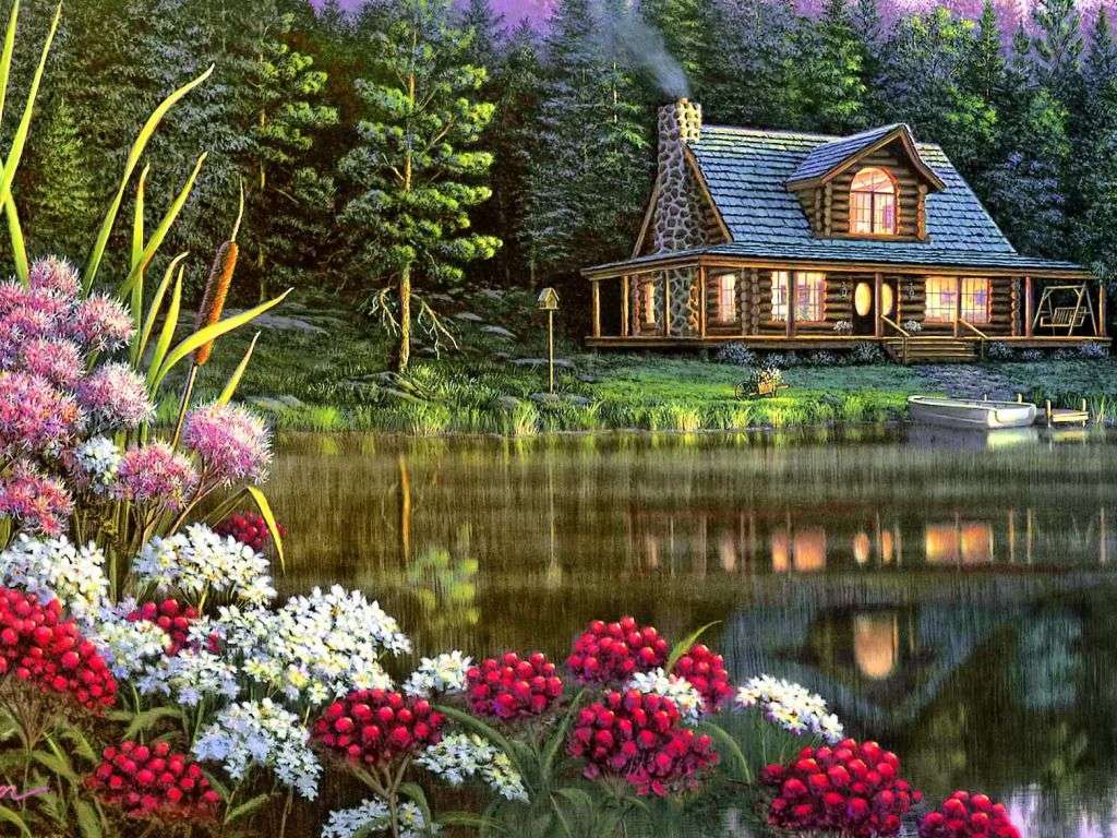 house by the river in the evening jigsaw puzzle online