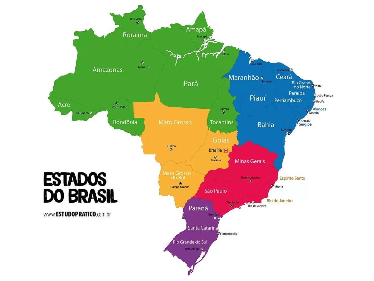 Карта Бразилии онлайн-пазл