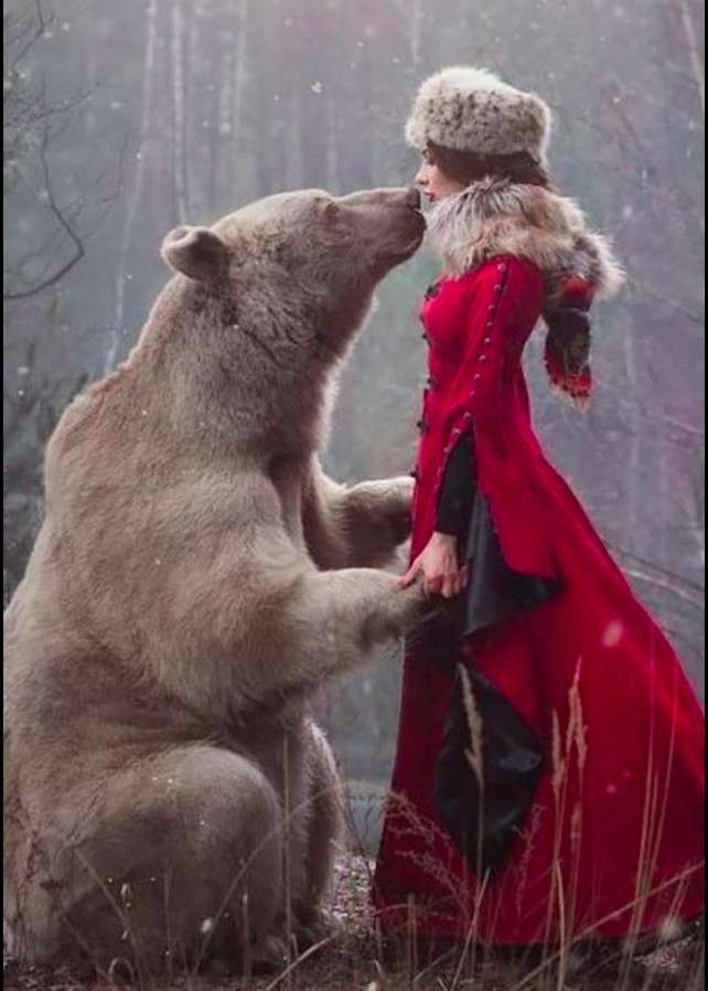 Casal apaixonado ursinho de pelúcia e a senhora vermelha puzzle online