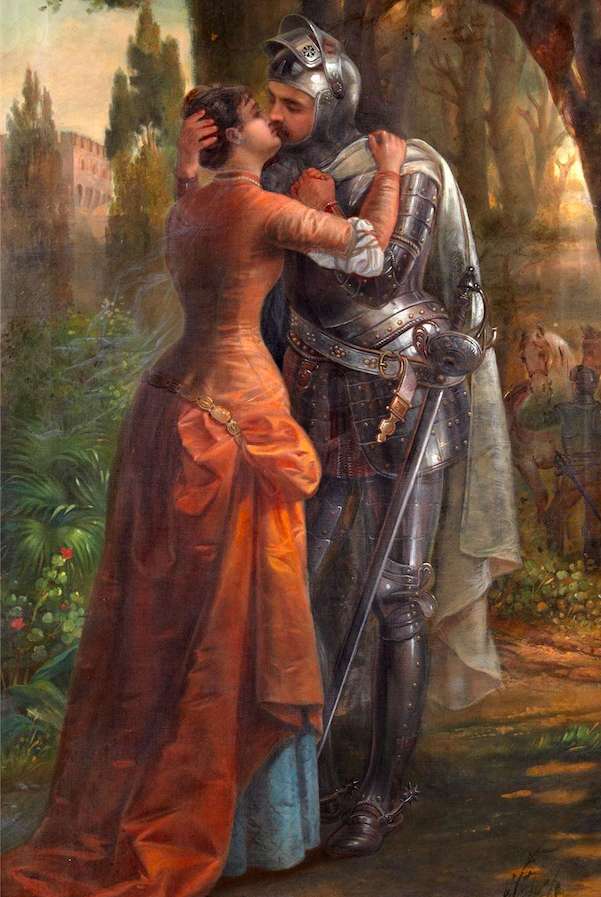 Влюбленный рыцарь и его дама онлайн-пазл