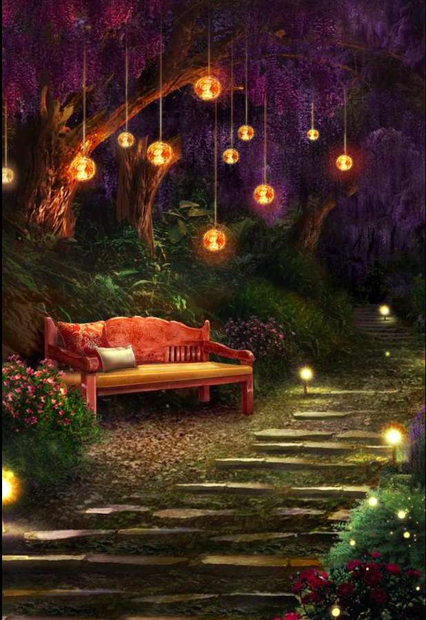 Un coin jardin relaxant la nuit puzzle en ligne