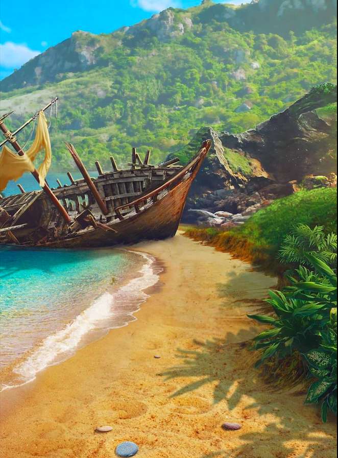 Old, wrecked abandoned boat jigsaw puzzle online
