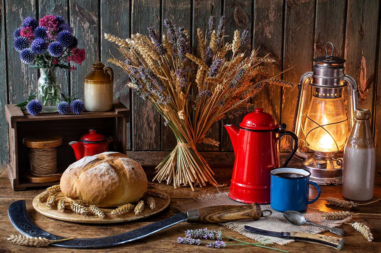 Натюрморт з пшеничними колосками онлайн пазл