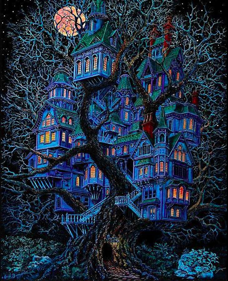 Uma fascinante casa azul puzzle online