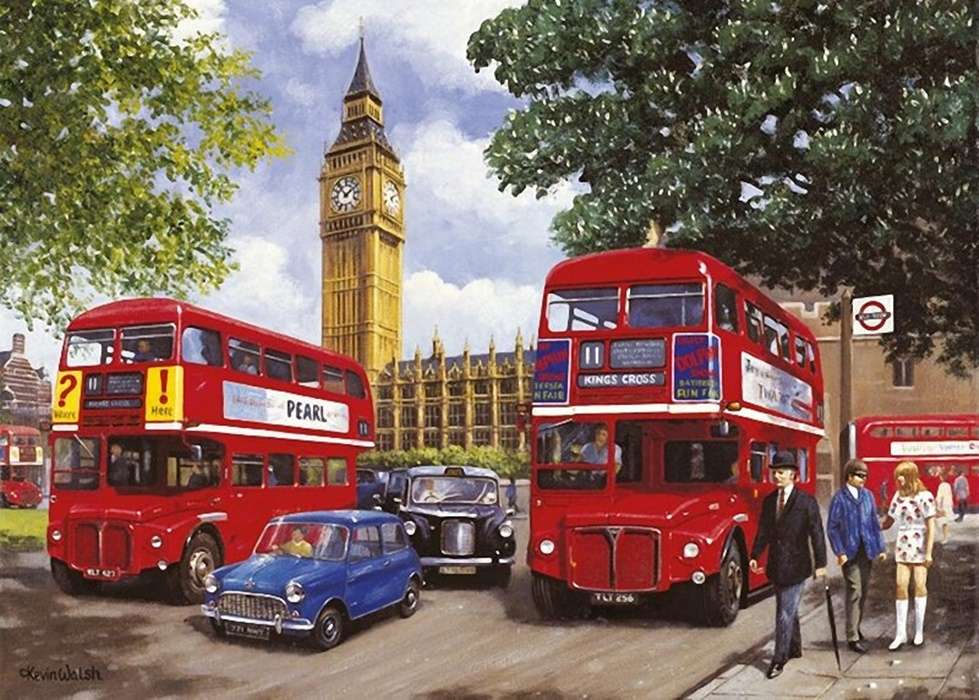 Londýnské autobusy. online puzzle