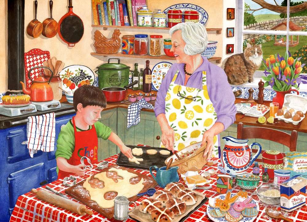 aider grand-mère dans la cuisine puzzle en ligne