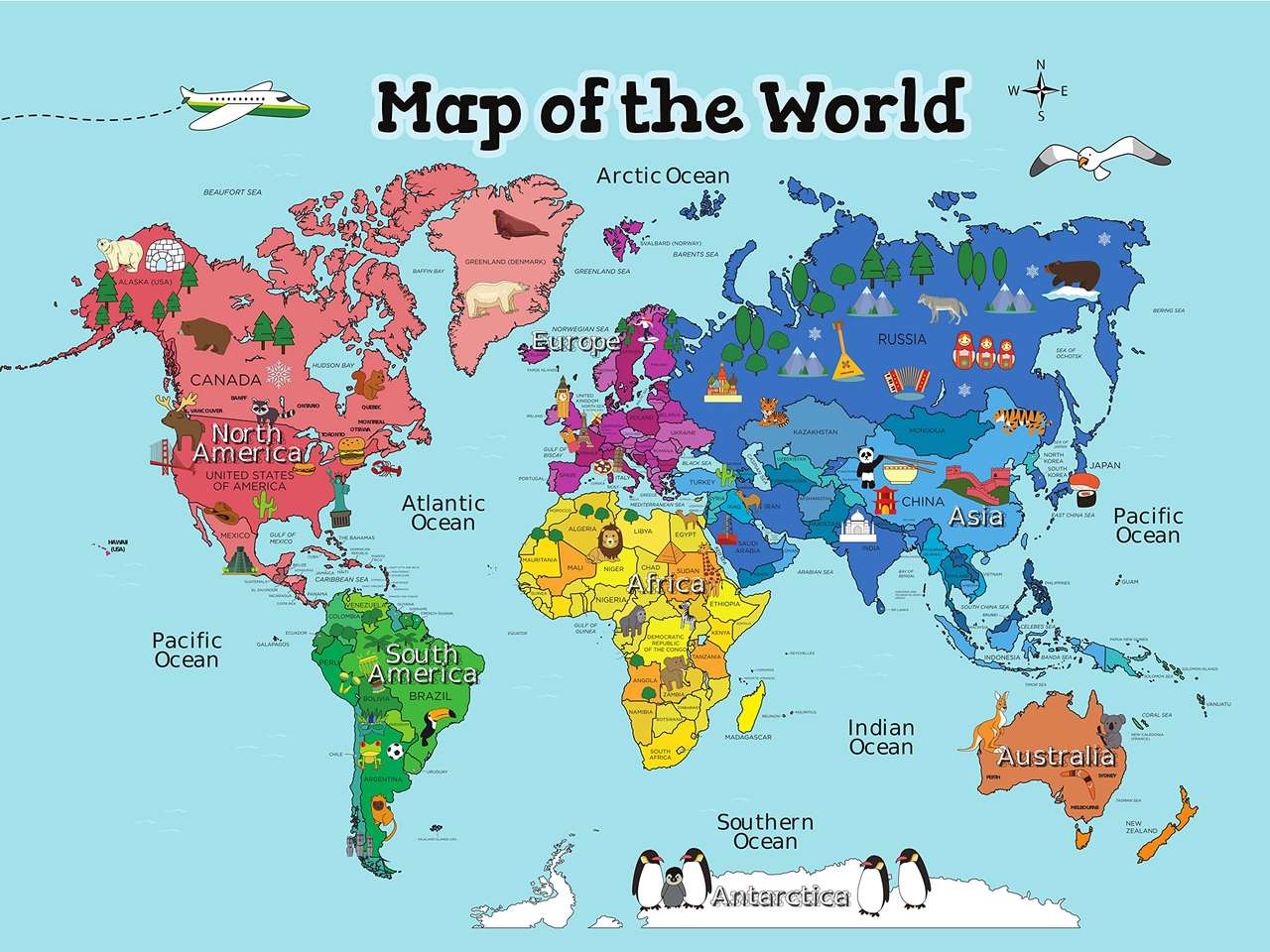 Världskarta pussel på nätet