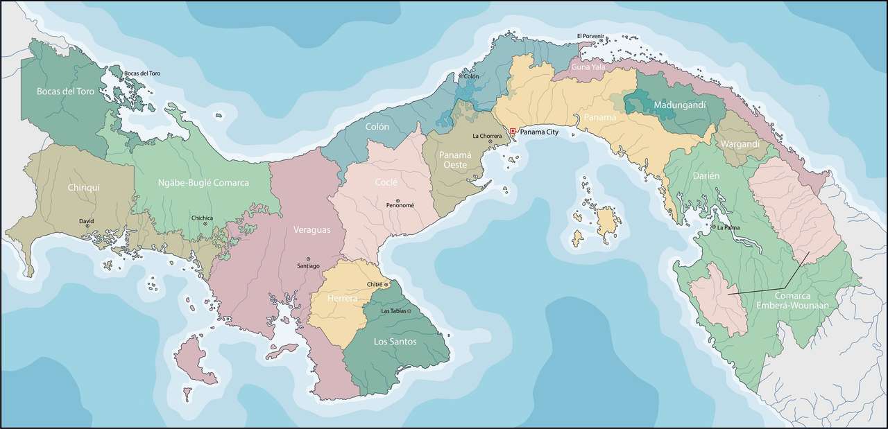 DIE PROVINZEN UND COUNTIES VON PANAMA Online-Puzzle