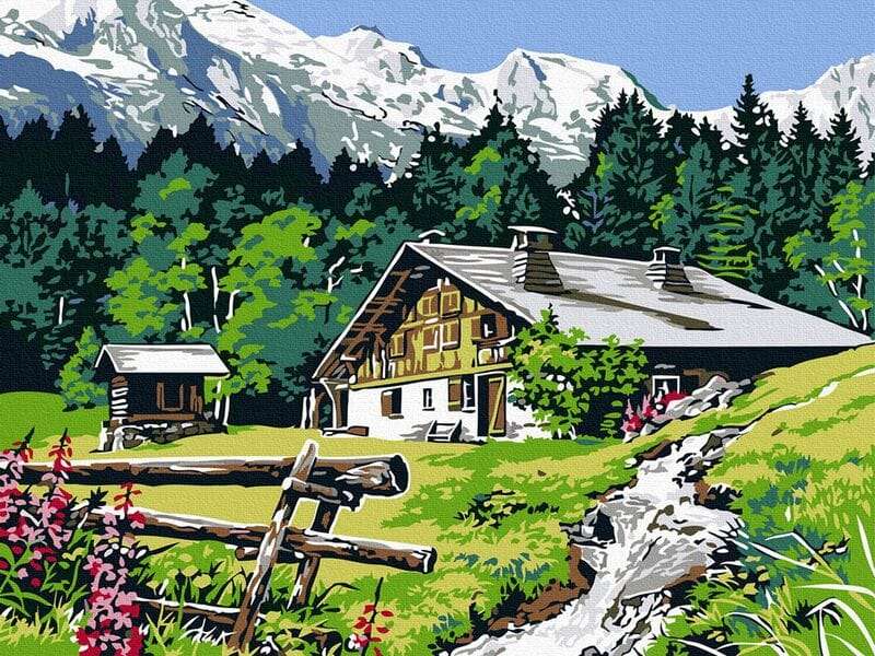 Building in the mountains. Image. online puzzle
