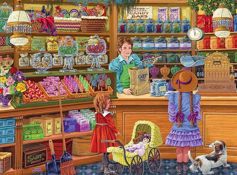 Ragazze che comprano dolci puzzle online
