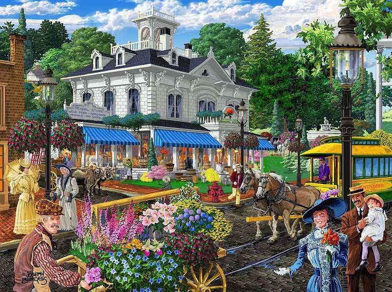Spring day in the center of town jigsaw puzzle online