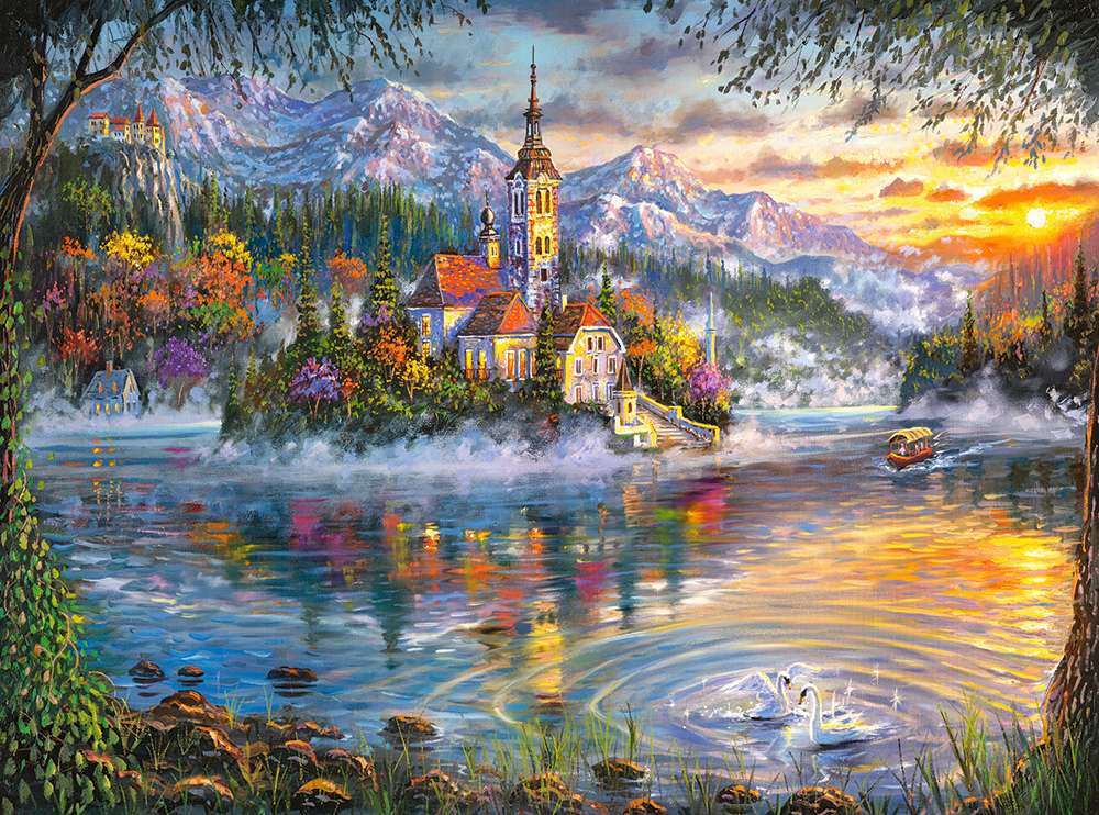 Kirche am See Online-Puzzle