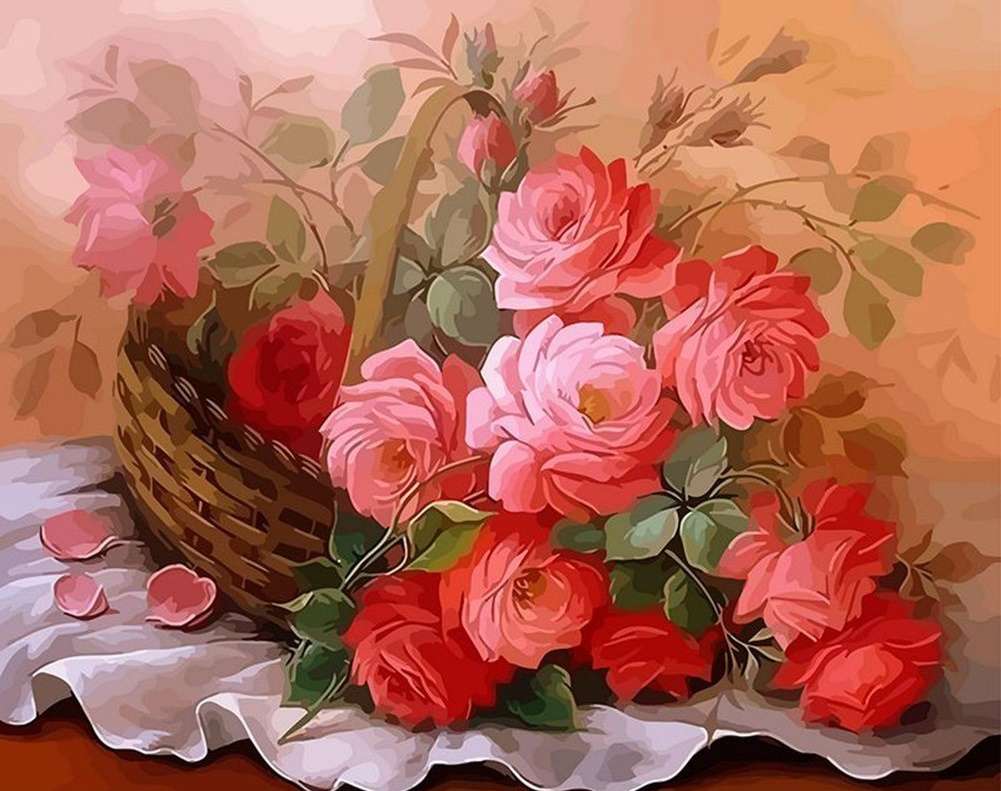 coș cu flori roșii puzzle online